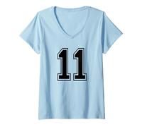 Donna Numero Undici #11 Uniforme Sportiva Compleanno 11 Maglietta con Collo a V