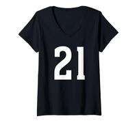 Donna Numero ventuno #21 Divisa per Squadra Sportiva Compleanno 21 Maglietta con Collo a V