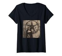 Donna Nun Horror Cool, Pentagramma, Suora Ribelle Maglietta con Collo a V
