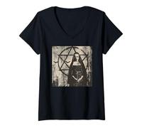 Donna Nun Horror Cool, Pentagramma, Suora Ribelle Maglietta con Collo a V