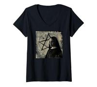 Donna Nun Horror Cool, Pentagramma, Suora Ribelle Maglietta con Collo a V