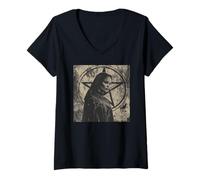 Donna Nun Horror Cool, Pentagramma, Suora Ribelle Maglietta con Collo a V