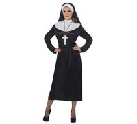 Donna Nun Uomo Priest Coppia Costume Vicar Suore Nuovo S-XL