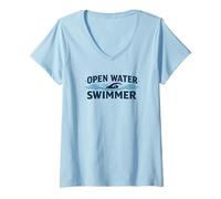 Donna Nuoto in acque libere con Onde Maglietta con Collo a V