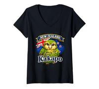 Donna Nuova Zelanda Save The Kakapo Maglietta con Collo a V