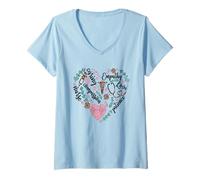 Donna Nurse Heart Pattern for Women with Cute Nurse Leopard Print Maglietta con Collo a V