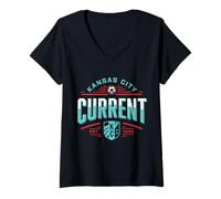 Donna NWSL - Kansas City Current - Deco Moderno Maglietta con Collo a V