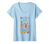 Donna NYC Tourist Souvenir Idee per i visitatori Bambini Nipoti Maglietta con Collo a V
