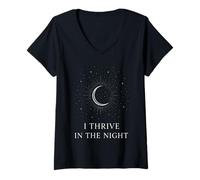 Donna Nyx Dea Greca Notte Dea Scuro Femminile Celeste Maglietta con Collo a V