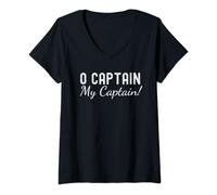 Donna O Capitano mio capitano! Letteratura poesia fan amante insegnante Maglietta con Collo a V