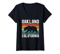 Donna Oakland California 510 Oak bay Area East bay Retro Berkeley Maglietta con Collo a V