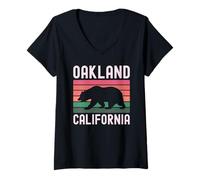 Donna Oakland California 510 Oak bay Area East bay Retro Berkeley Maglietta con Collo a V