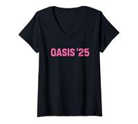 Donna Oasis 2025 Vacation California CA Vintage Retro Souvenirs Maglietta con Collo a V