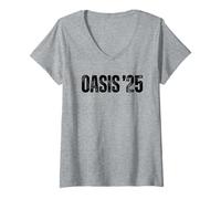 Donna Oasis 2025 Vacation California CA Vintage Retro Souvenirs Maglietta con Collo a V