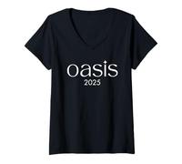 Donna Oasis 2025 Vacation California CA Vintage Retro Souvenirs Maglietta con Collo a V