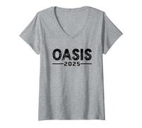 Donna Oasis 2025 Vacation California CA Vintage Retro Souvenirs Maglietta con Collo a V