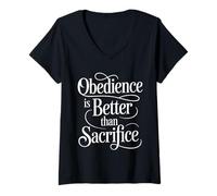 Donna Obedience Is Better Than Sacrifice Motivation Bible - Maglietta con Collo a V