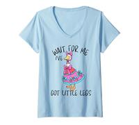 Donna Oca Divertente Wait for Me Ive Got Little Legs Oche Maglietta con Collo a V