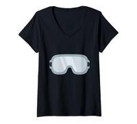 Donna Occhiali Costume Maglietta con Collo a V