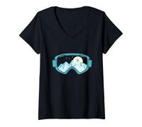 Donna Occhiali da Snowboard con Vacanze Invernali Maglietta con Collo a V