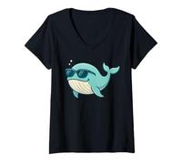 Donna Occhiali da sole Meme Sea Animal Lover Art Cetology Funny Whale Maglietta con Collo a V