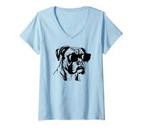 Donna Occhiali da Sole per Cani Boxer papà Cane Boxer Maglietta con Collo a V