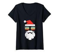 Donna Occhiali da Sole retrò Babbo Natale Natale Uomo Donna Bambini Maglietta con Collo a V