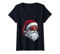 Donna Occhiali da Sole retrò con Volto di Babbo Natale, da Uomo e da Donna Maglietta con Collo a V