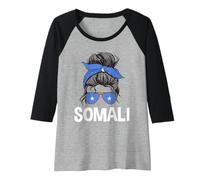 Donna Occhiali da Sole Somali Girl Chignon Design Somalia Pride Maglia con Maniche Raglan