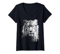 Donna Occhiali Tiger Maglietta con Collo a V