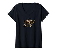 Donna Occhio di Horus con Motivo Leopardato Maglietta con Collo a V