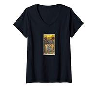 Donna Occult Tarot Gli Amanti Gothic Grunge Satan Devil Vintage Maglietta con Collo a V