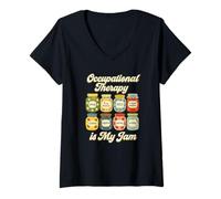 Donna Occupational Therapy Is My Jam Cute OT Jars Graphic Maglietta con Collo a V
