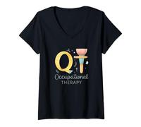Donna Occupational Therapy Watercolor OT Tools Graphic Maglietta con Collo a V