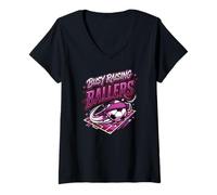 Donna Occupato Allevamento Ballers Calcio Mamma Maglietta con Collo a V