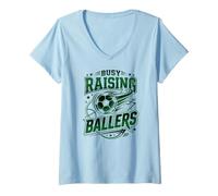 Donna Occupato Allevamento Ballers Calcio Mamma Maglietta con Collo a V