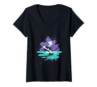 Donna Ocean Lover Aquarist Gift Killer Whale Orca Maglietta con Collo a V