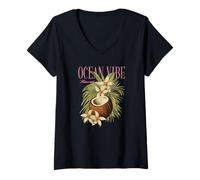 Donna Ocean Vibes Maglietta con Collo a V