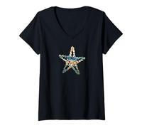 Donna Oceans Florals Natures Aesthetic Watercolons Maglietta con Collo a V