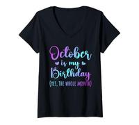 Donna October is My Birthday Intero Mese Uomini Donne Bambini Tie Dye Maglietta con Collo a V