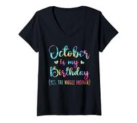 Donna October is My Birthday Intero Mese Uomini Donne Bambini Tie Dye Maglietta con Collo a V