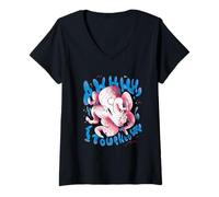 Donna Octopus Hug - Divertente Arte a Forma di Creatura degli abissi marini Maglietta con Collo a V