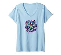Donna Octopus Tentacles Psychedelic Apparel Gifts Maglietta con Collo a V