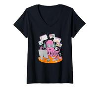 Donna Octopus Trading Stock Market Trader Invest Stocks Investor Maglietta con Collo a V