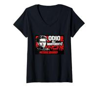 Donna Odio Gli indifferenti - Gramsci - Frase - Antifascismo Maglietta con Collo a V