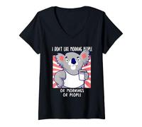 Donna Odio Morning People And Mornings And People Kaffee Koala Maglietta con Collo a V