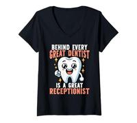 Donna Odontoiatria Design grafico Dente carino Receptionist dentale Maglietta con Collo a V