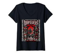 Donna Odysseus World Tour Mitologia Greca Odissea Heavy Metal Maglietta con Collo a V