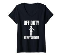 Donna off Duty Salva Te Stesso Sarcastico Cabin Crew Assistente di Volo Maglietta con Collo a V