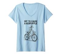 Donna off to Cause A Kerfuffle Divertente Doberman Vintage Retro Maglietta con Collo a V